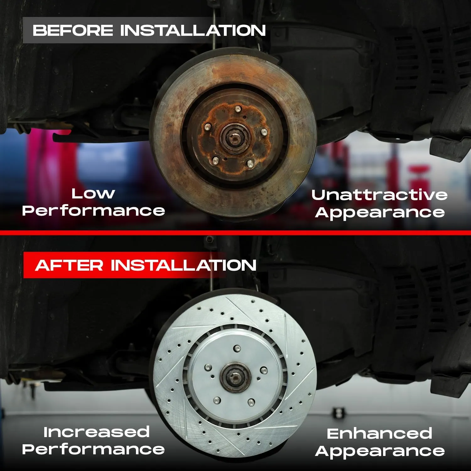 R1 Concepts Front and Rear Brakes and Rotors| Hardware Included| Front and Rear Ceramic Brake Pads and Rotors Kit| Fits 2005-2010 Honda Odyssey