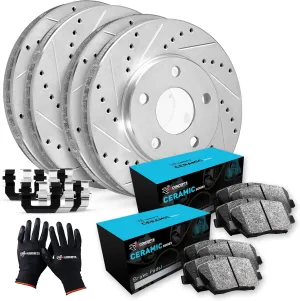 R1 Concepts Front and Rear Brakes and Rotors| Hardware Included| Front and Rear Ceramic Brake Pads and Rotors Kit| Fits 2005-2010 Honda Odyssey