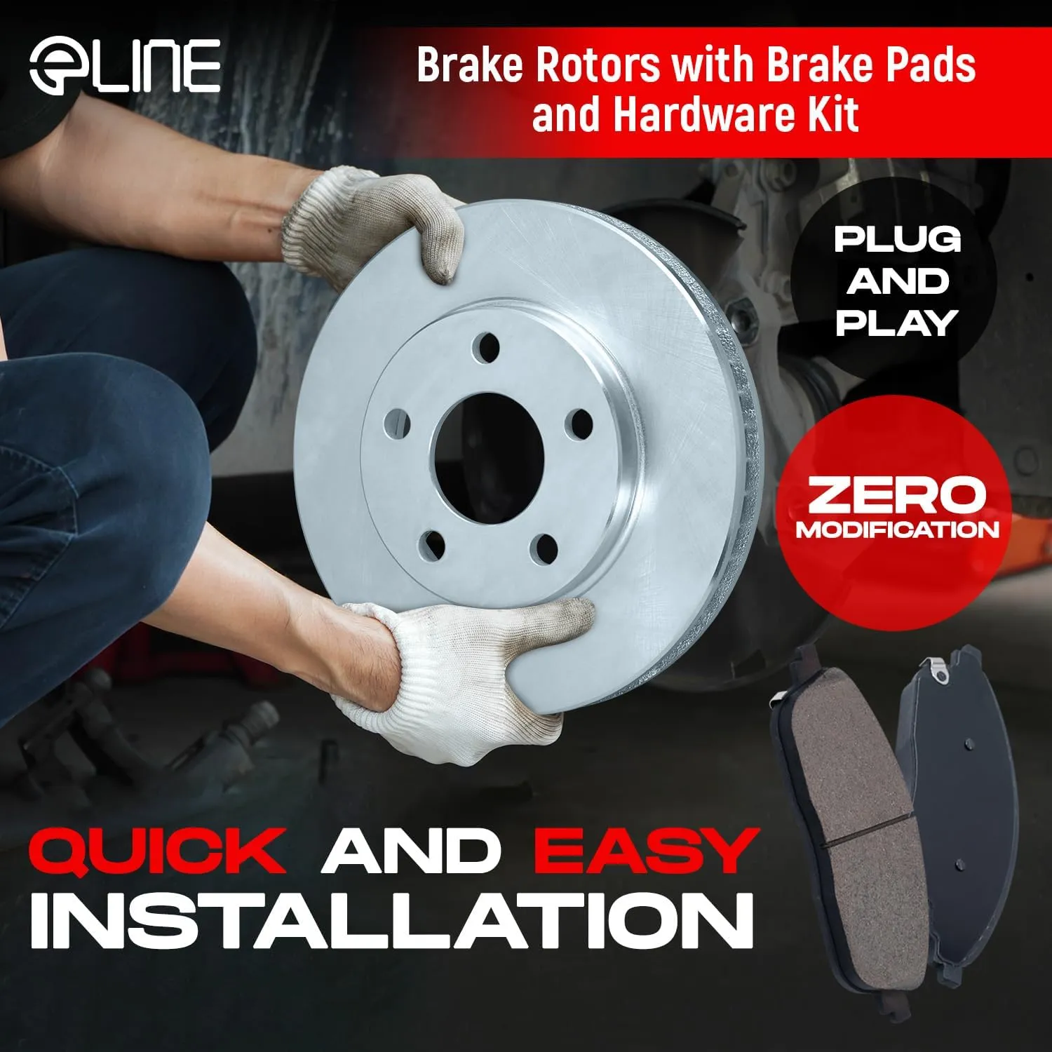 R1 Concepts Front and Rear Brakes and Rotors| Hardware Included| Front and Rear Ceramic Brake Pads and Rotors Kit| Fits 2017-2019 Nissan Qashqai; 2014-2022 Nissan Rogue