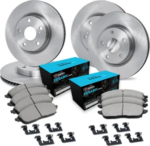 R1 Concepts Front and Rear Brakes and Rotors| Hardware Included| Front and Rear Ceramic Brake Pads and Rotors Kit| Fits 2017-2019 Nissan Qashqai; 2014-2022 Nissan Rogue