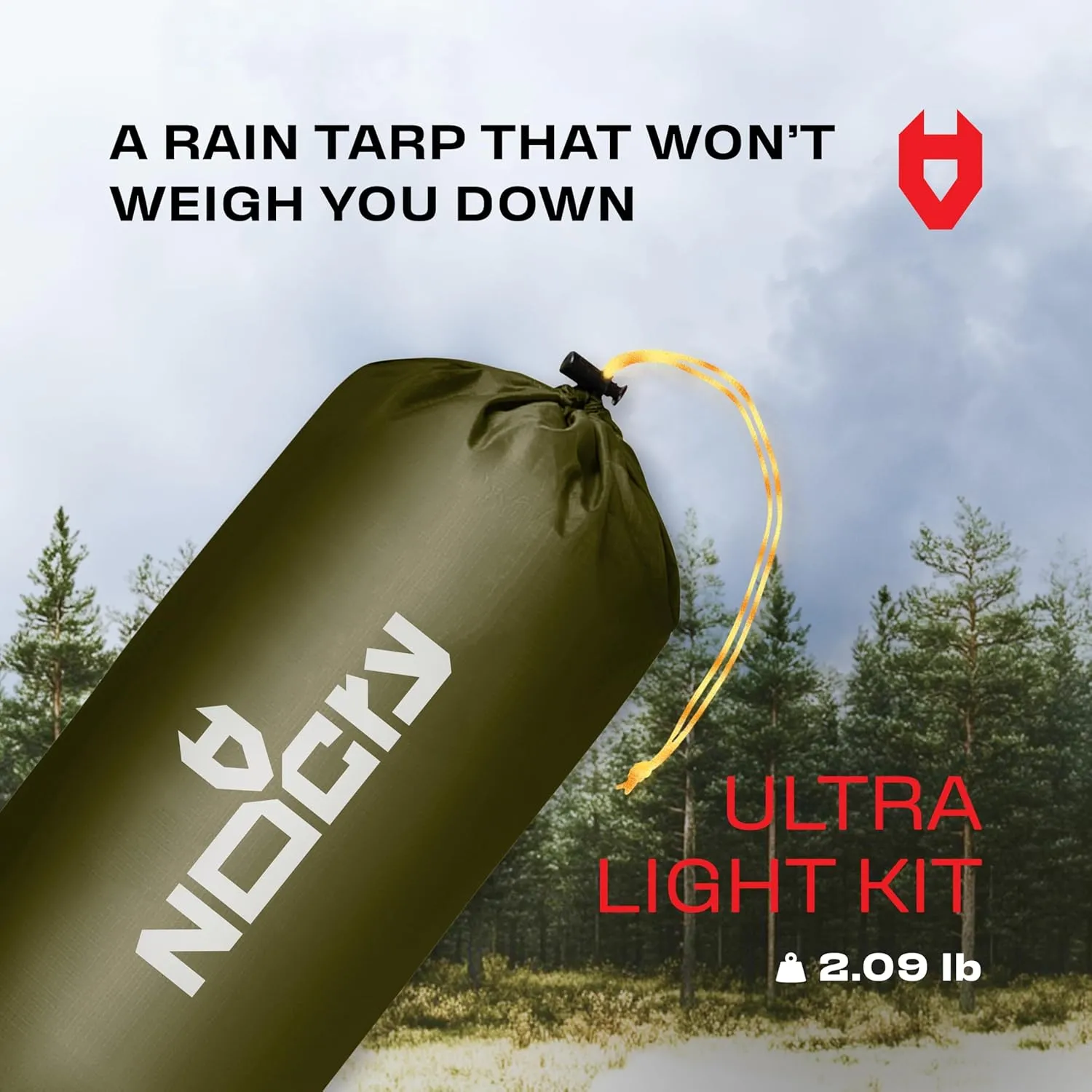 Rain Fly 12x10 Lightweight Survival Camping Tarp; 100% Waterproof; Makes a Great Backpacking Tarp or Hammock Shelter; Comes in Multiple Colors, Survival Bracelet Included; OD-Green
