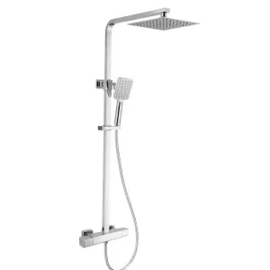 RAK Compact Square Exposed Thermostatic Shower Column with Fixed Head and Shower Kit
