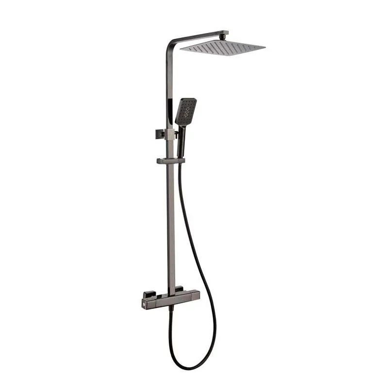 RAK Compact Square Exposed Thermostatic Shower Column with Fixed Head and Shower Kit