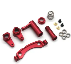 RC Car Steering Part, for ZD-Racing 1/10 RC Car Metal Steering Component Assembly Kit Replacement for ZD-Racing DBX-10 1/10 Car Upgrade Accessoreis (Color : 1 Set Red)