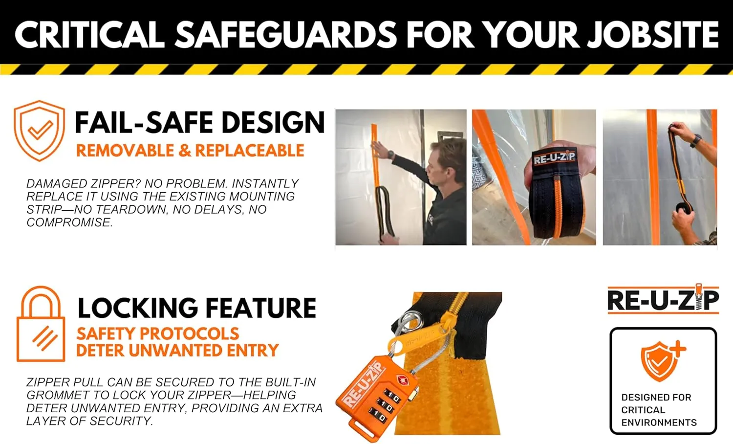 RE-U-ZIP® Heavy-Duty Reusable Dust Barrier Zipper (Pro Bundle)   Reusable Magnetic Entry Strip™ | Patented Self-Closing Dust Barrier Zipper (Starter Kit)
