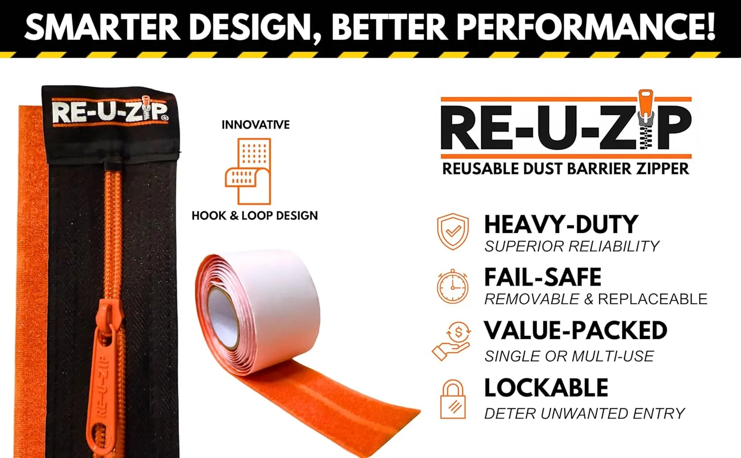 RE-U-ZIP® Heavy-Duty Reusable Dust Barrier Zipper (Pro Bundle)   Reusable Magnetic Entry Strip™ | Patented Self-Closing Dust Barrier Zipper (Starter Kit)