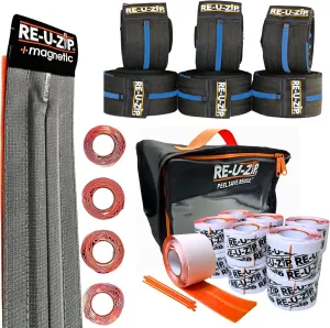 RE-U-ZIP® Heavy-Duty Reusable Dust Barrier Zipper (Pro Bundle)   Reusable Magnetic Entry Strip™ | Patented Self-Closing Dust Barrier Zipper (Starter Kit)