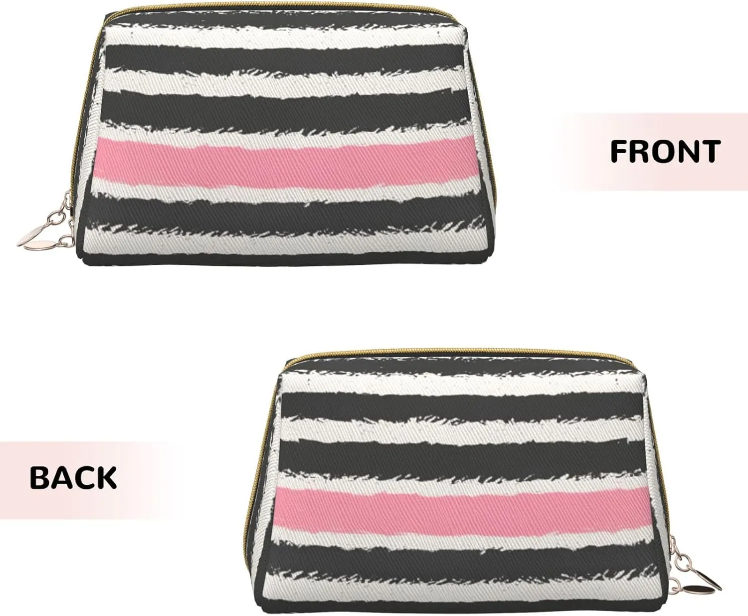 Red & Gray Stripes Toiletry Pouch, Travel-Friendly Makeup Organizer For Makeup Brushes, Lipsticks