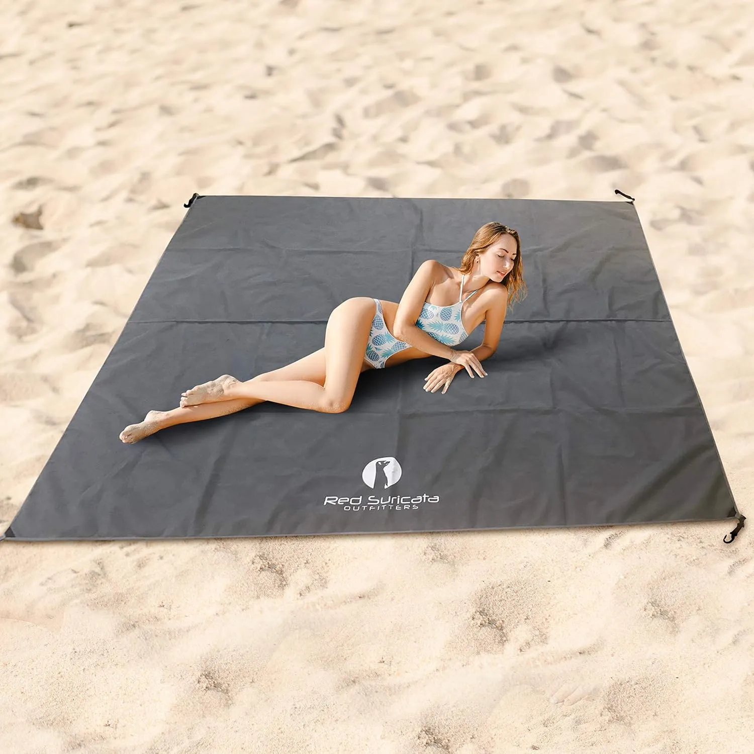 Red Suricata Sand Free Beach Mat – Sand Proof Beach Blanket, Sandless, Waterproof – fits and Matches Beach Canopy - for Outdoor, Beach, Picnics, Camping, RVing (Large, Grey)