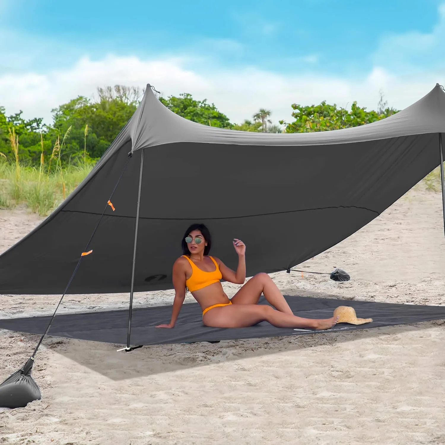 Red Suricata Sand Free Beach Mat – Sand Proof Beach Blanket, Sandless, Waterproof – fits and Matches Beach Canopy - for Outdoor, Beach, Picnics, Camping, RVing (Large, Grey)