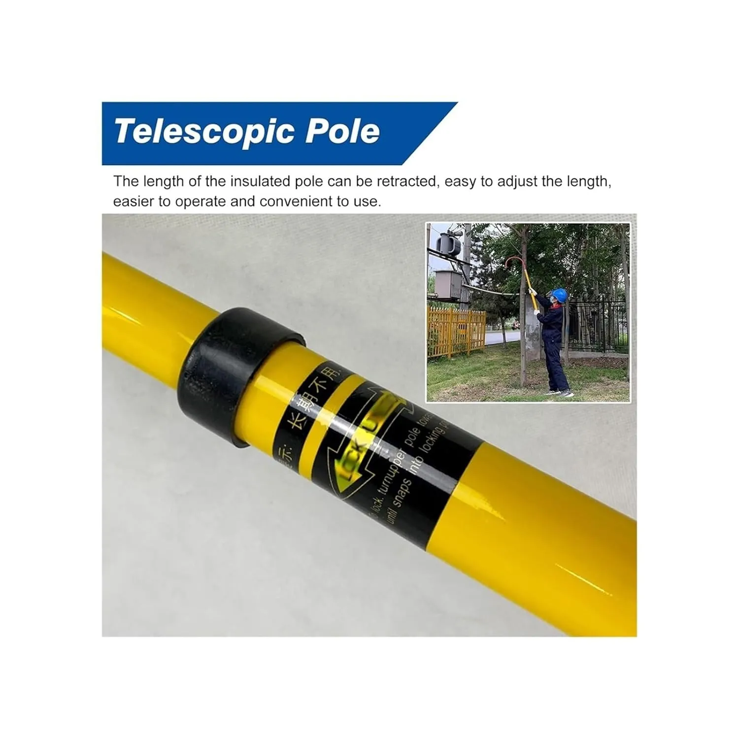 Rescue Hook, 3.3ft 6 Foot 9.8ft 13ft Electrical Safety Insulation Retractable Pull Rod/Pole for Firefighting Electrician, High-Voltage Anti Electric Shock Tool(300cm/9.8 ft - 3 Sections)