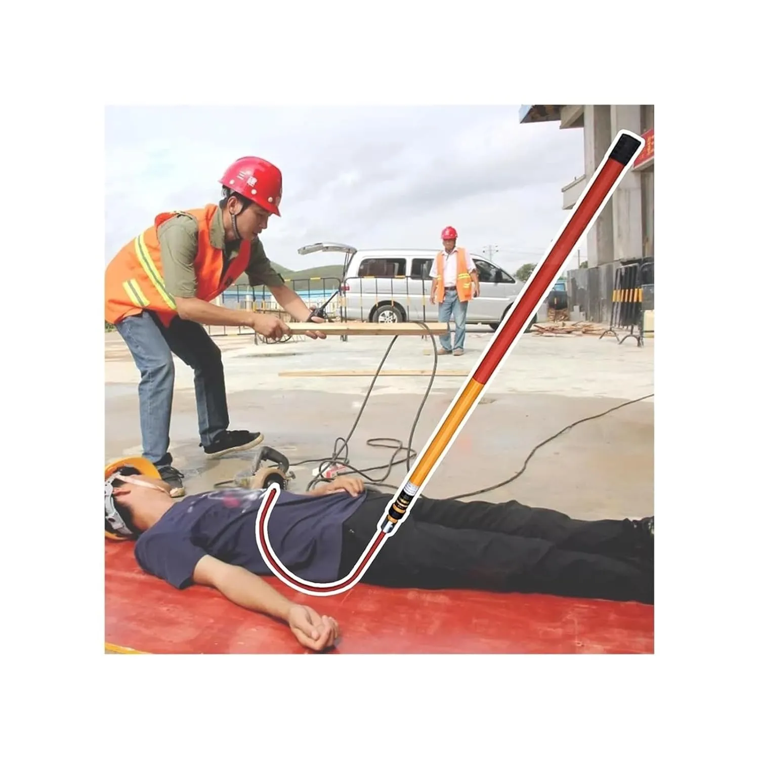Rescue Hook, 3.3ft 6 Foot 9.8ft 13ft Electrical Safety Insulation Retractable Pull Rod/Pole for Firefighting Electrician, High-Voltage Anti Electric Shock Tool(300cm/9.8 ft - 3 Sections)