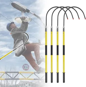 Rescue Hook, High Voltage Insulated Rescue Hook, Lightweight Anti Electric Shock Pole for New Energy Vehicle Repairs, 10KV 35KV 110KV 220KV(Yellow 4pack,3.3ft/1m-10kv)