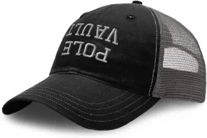 Richardson Trucker Mesh Hat Upside Down Pole Vault A Embroidery Cotton Dad Hats for Men & Women Snapback Black Charcoal