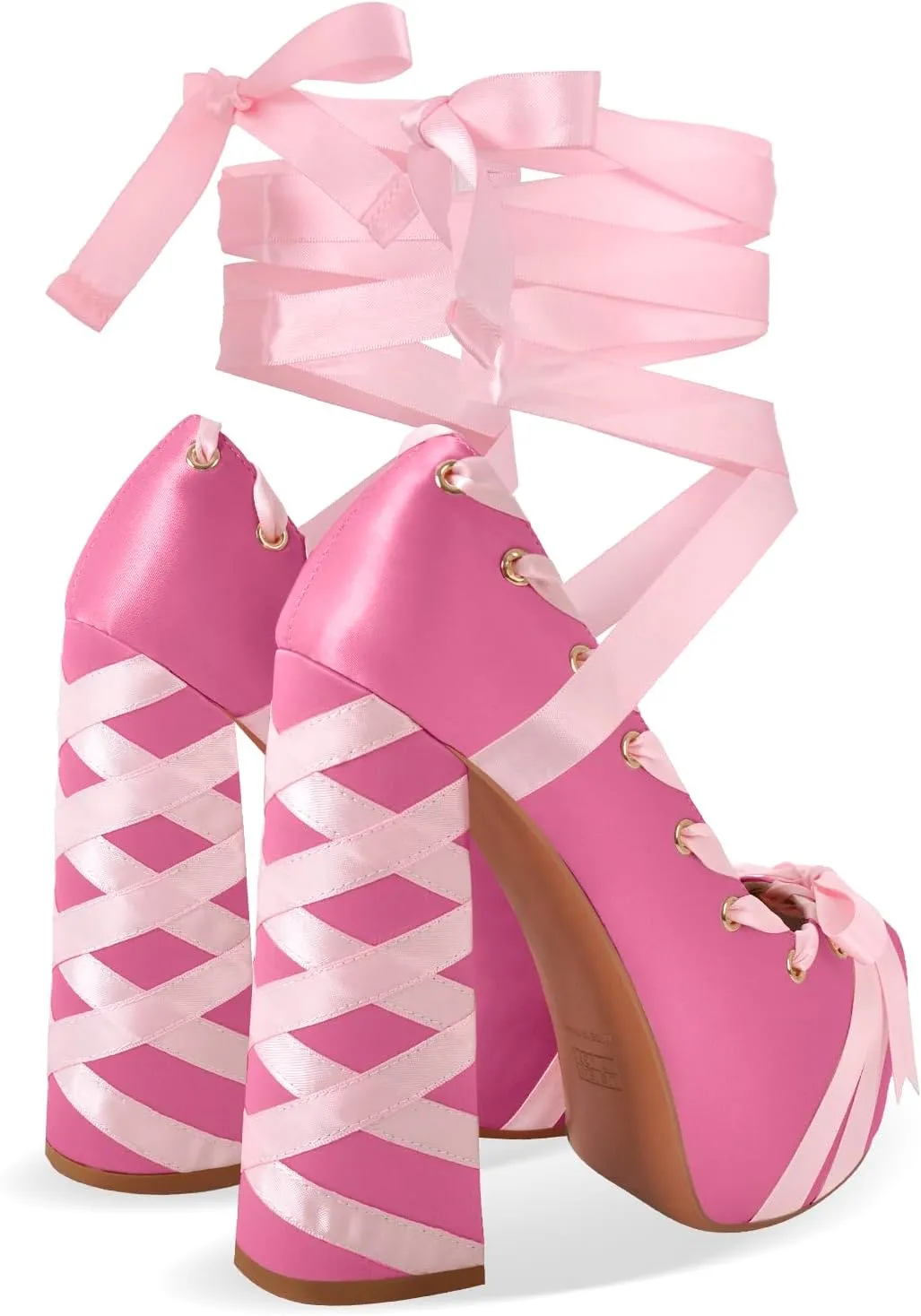 richealnini Strappy Heel Platform Sandals for Women Tie Up Block Heels Party Shoes
