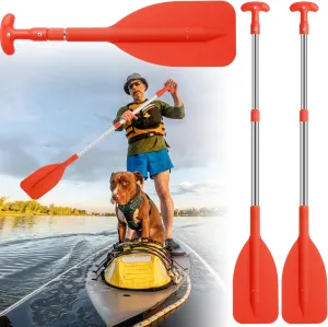 ROCEEI 3 Pcs Canoe Boat Paddle 21''- 42'' Boat Accessories Orange Plastic Adjustable Floating Oar Telescoping Emergency Paddle Twist Lock Aluminum Shaft for Kayaking Rafting River Tubing Swim