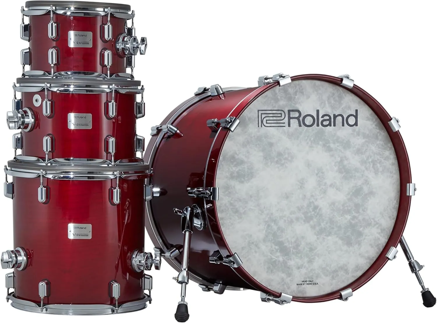 Roland VAD706-GC V-Drums Acoustic Design Electronic Drum Set Bundle with Drum Throne, Drumstick Bag, 3 Pairs of Drumsticks, and Austin Bazaar Polishing Cloth - Gloss Cherry