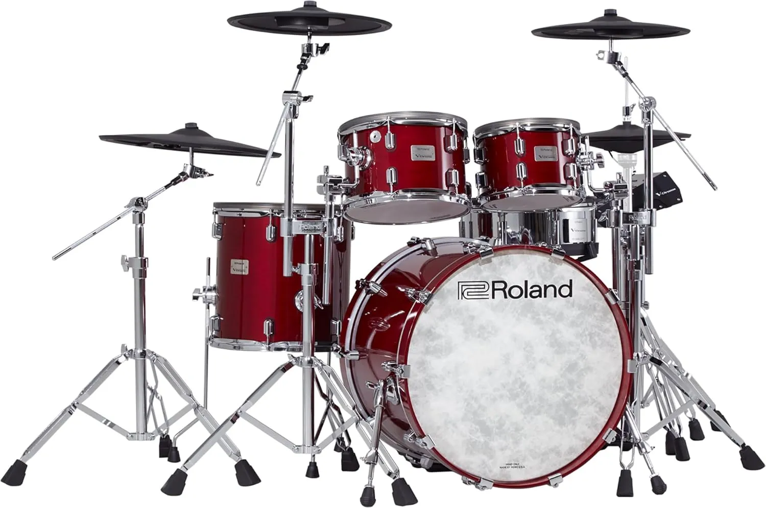 Roland VAD706-GC V-Drums Acoustic Design Electronic Drum Set Bundle with Drum Throne, Drumstick Bag, 3 Pairs of Drumsticks, and Austin Bazaar Polishing Cloth - Gloss Cherry