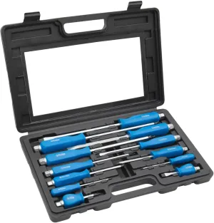 ROTATION 12PCS Magnetic Go-Thru Screwdriver Set, 6 Phillips and 6 Flat Head Tips Screwdriver for Fastening, Chiseling and Loosening Seized Screws, Multi-purpose Budget Set