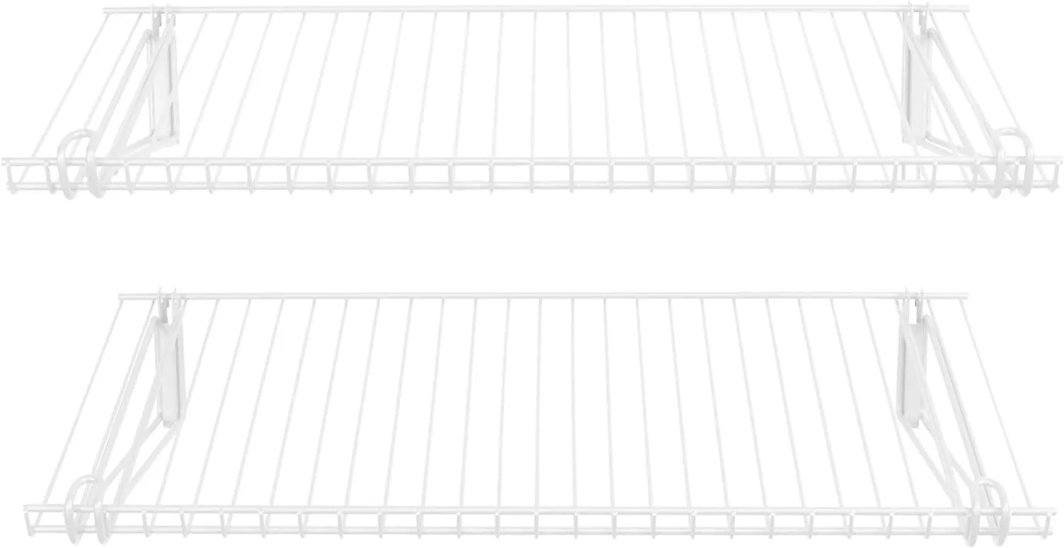 Rubbermaid Configurations 26" Shelving Kit, Set of 2 Shelves, White, Expandable, Organization for Home/Laundry/Bathroom/Mudroom/Pantry/Linen Closet/Garage