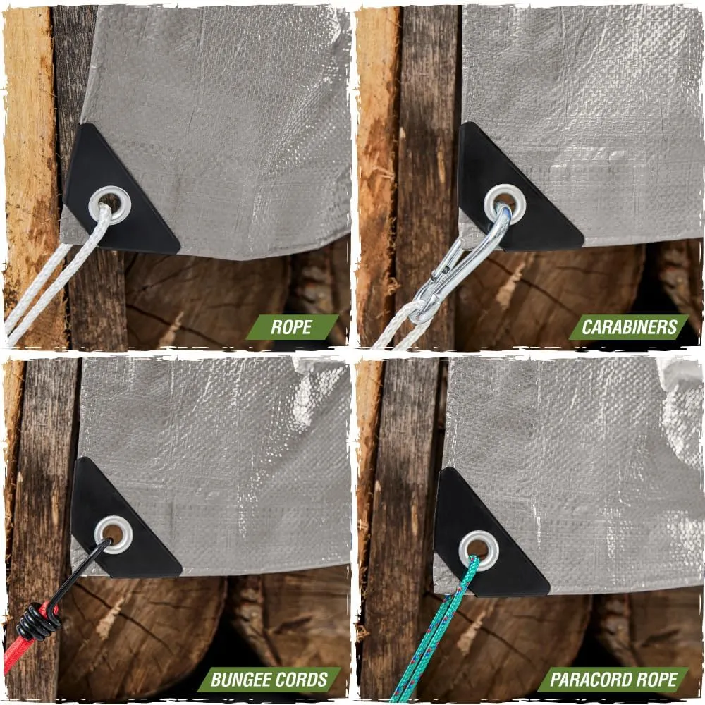 Rugged Rhino All Weather 100% Waterproof Heavy Duty Tarp, 5 Mil UV Temperature Resistant Tarps, High Durability Multipurpose Cover, for Home Outdoor Patio Winter Leaf Camping, 9x12 1 Pack Silver