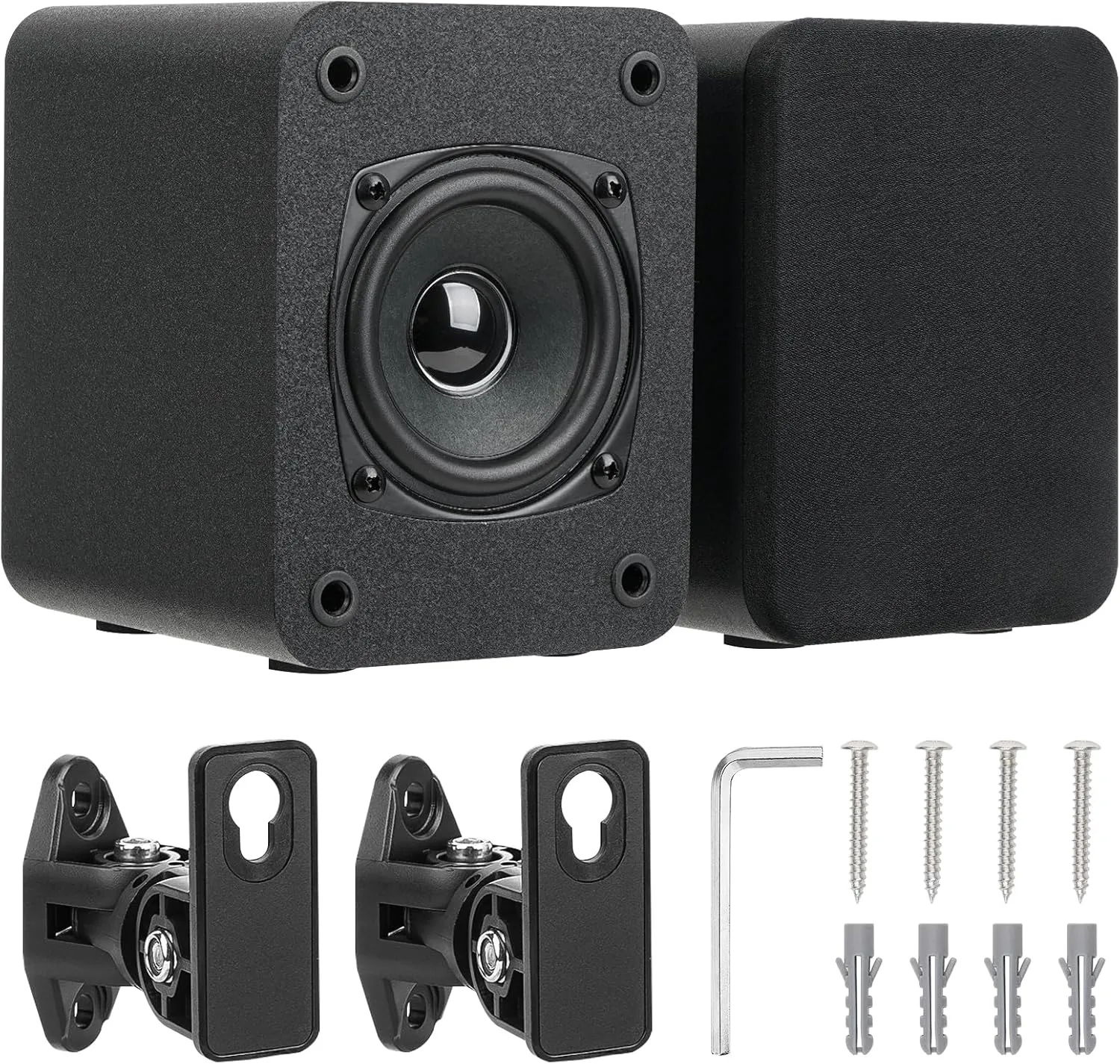 Saiyin Wall Mount Passive Speakers, Indoor Rear Surround Sound Speakers, Stereo Speakers for Midrange & High-Frequency, Passive Bookshelf Speakers for Home Theater, Receiver or Amplifer Required