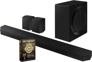SAMSUNG HW-Q990D 11.1.4ch Soundbar w/Rear Speaker, Wireless Dolby Atmos Audio (2024)   2X 4K HDMI 2.0 Cable w/Pure Copper Conductors & Deco Gear CPS Exclusive 1-Year Protection