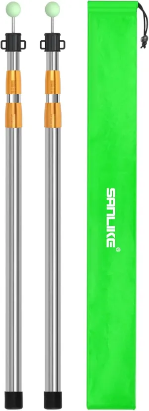 SANLIKE Telescoping Tarp Pole Heavy Duty Tent Poles, 33"-86.6"/94" Thickened Tube Collapsible Stainless Steel Canopy Poles for Camping Backpacking Hiking Awning Sun Sails Outdoor Sports, Set of 2