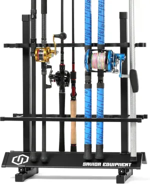 Savior Equipment Fishing Rod Rack Holder Organizer, 24-48 Slots to Hold Fresh Salt Water Spinning Rods & Reel Combo, Lightweight Aluminum Vertical Fish Pole Garage Storage Ground Display Stand
