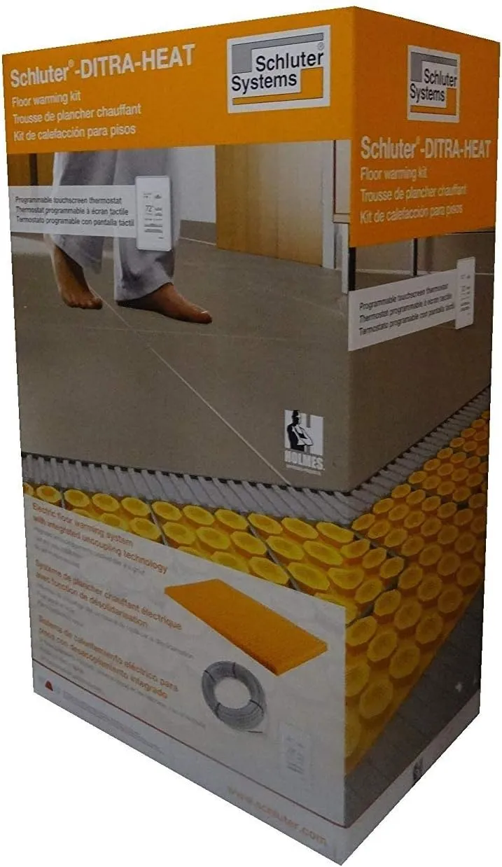 Schluter-Systems DITRA-HEAT (120V) Floor Heat Kit 60.3 sq ft of membrane   37.5 sq ft cable adaptable to any layout, adds comfort to tile/stone includes, programmable touch thermostat, 2 floor sensors