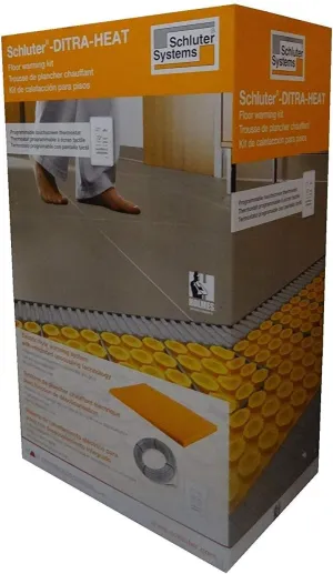 Schluter-Systems DITRA-HEAT (120V) Floor Heat Kit 60.3 sq ft of membrane   37.5 sq ft cable adaptable to any layout, adds comfort to tile/stone includes, programmable touch thermostat, 2 floor sensors