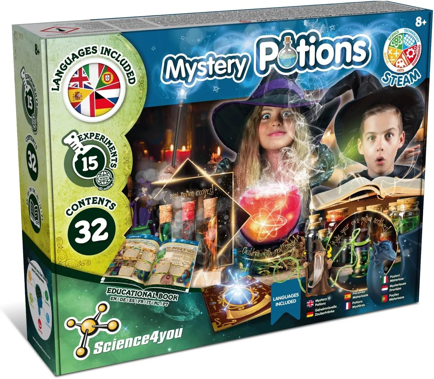 Science4you Magic Potions - Potion Kits for Kids, Chemistry Set to Make Magic Potions, Magic Wand for Kids, Sciente Kit for Kids Age 8-12, Toys Games, Gifts for 8  Year Old Boys & Girls