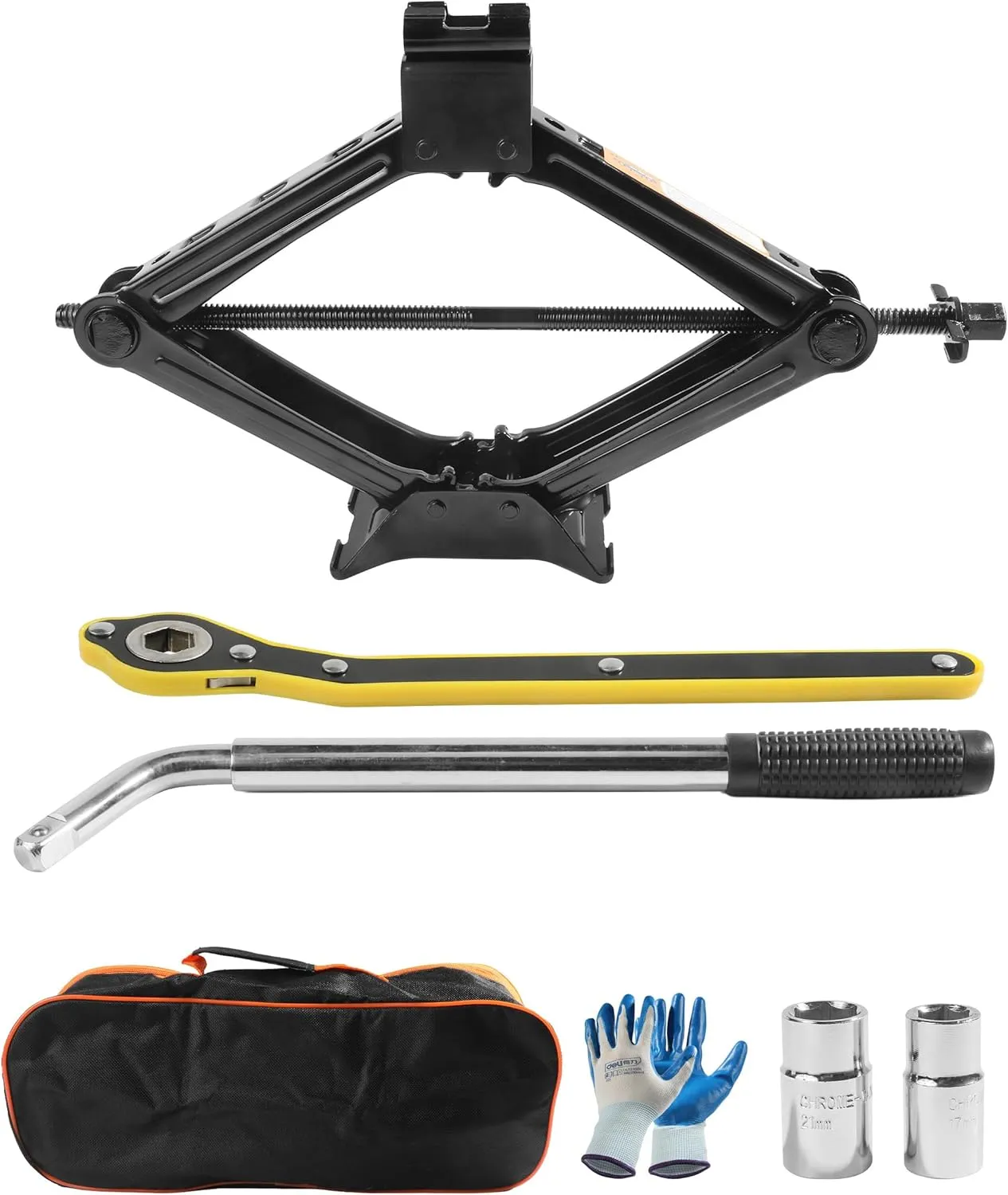Scissor Jack Lift - 2 Ton Car Tire Jack Tool, Universal Emergency Kit with Lug Wrench, Portable Tire Changing Kit for Car, Truck, SUV