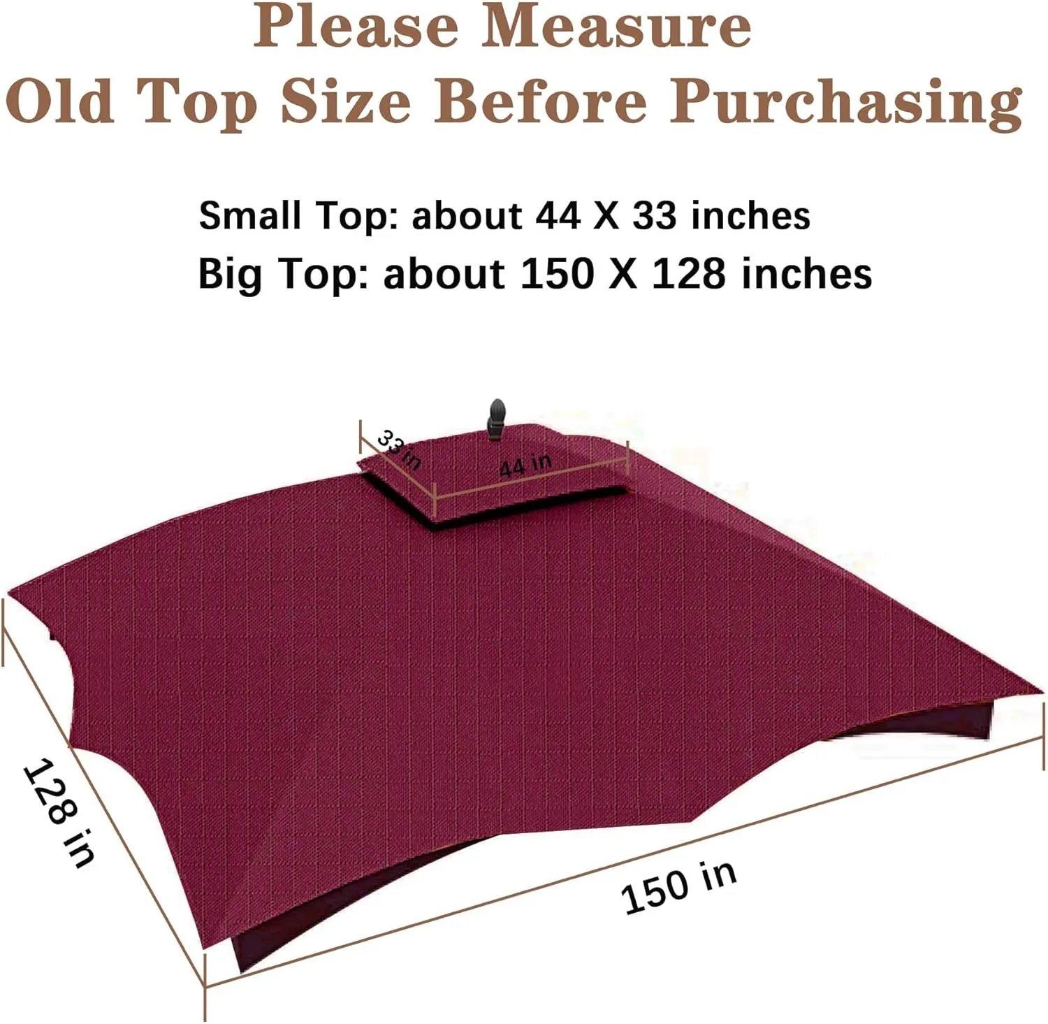 SCOCANOPY Burgundy Ripstop Replacement Cover for Lowe's Allen Roth 10X12 Gazebo Model #TPGAZ17-002C,TPGAZ17-002