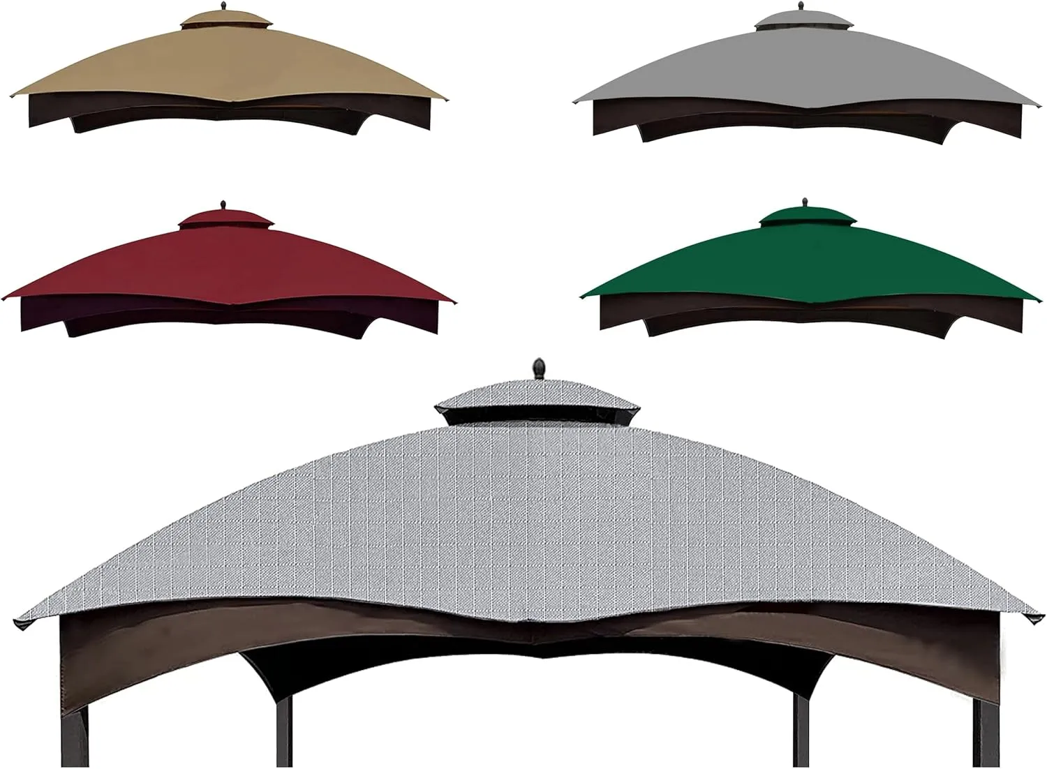 SCOCANOPY Gray Ripstop Replacement Cover for Lowe's Allen Roth 10X12 Gazebo Model #TPGAZ17-002C,TPGAZ17-002