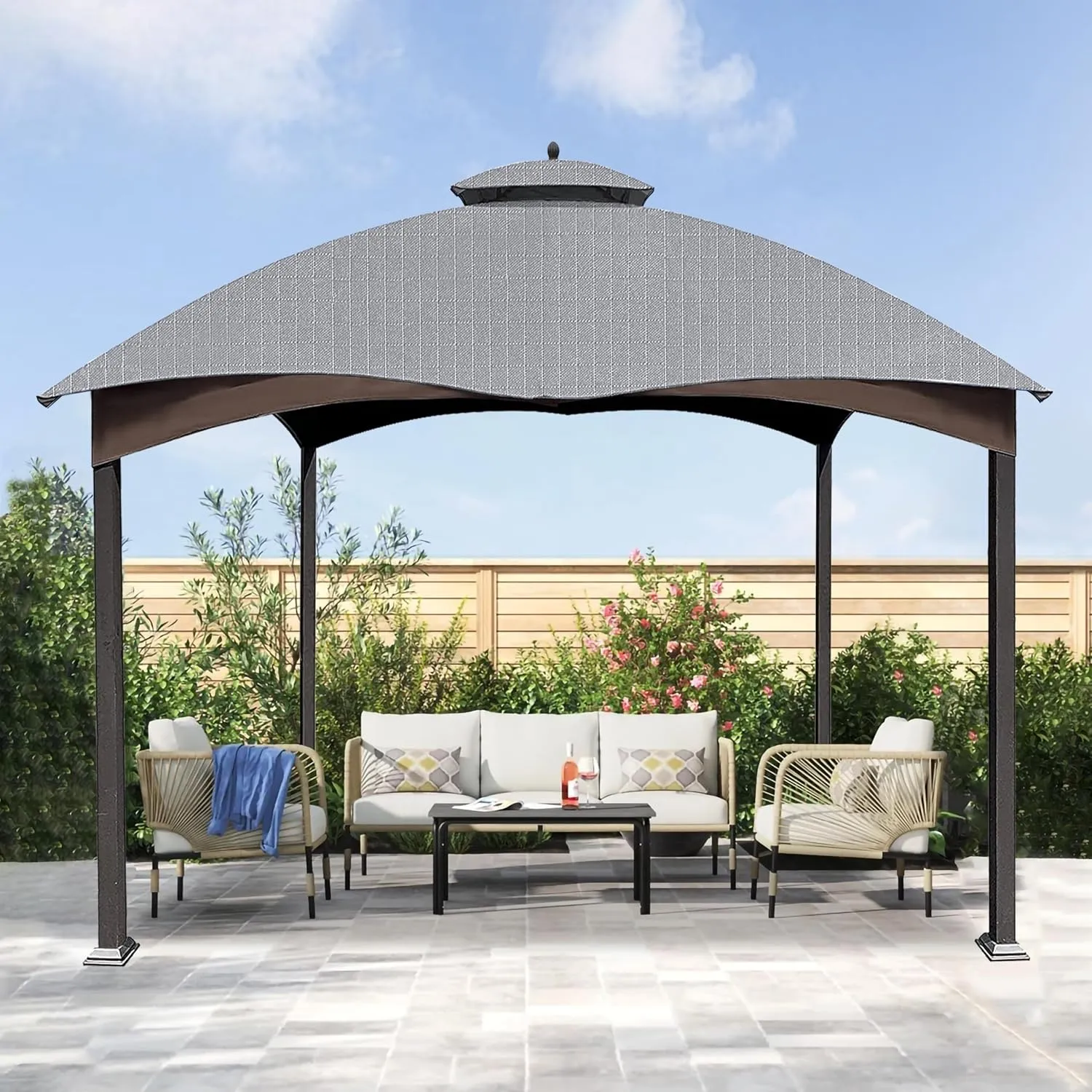SCOCANOPY Gray Ripstop Replacement Cover for Lowe's Allen Roth 10X12 Gazebo Model #TPGAZ17-002C,TPGAZ17-002