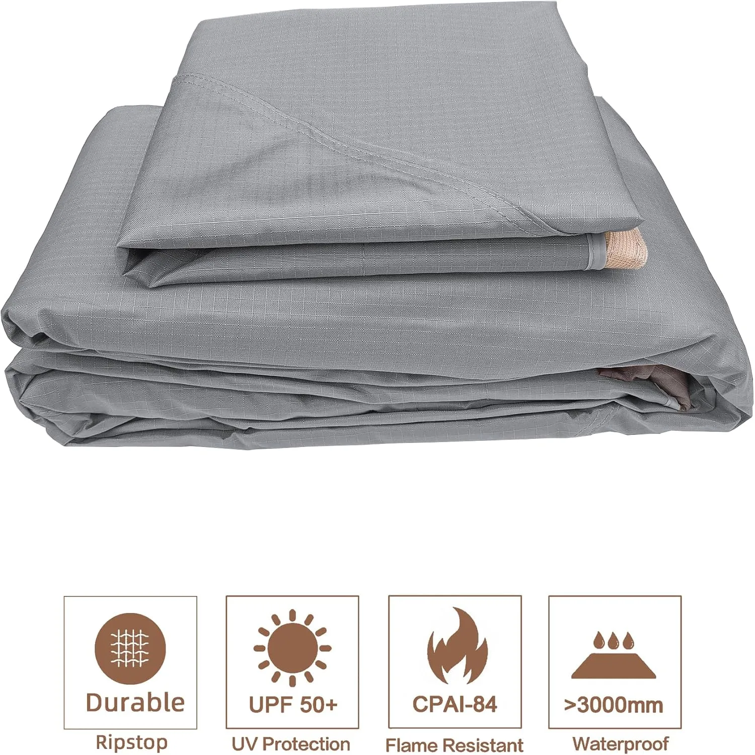 SCOCANOPY Gray Ripstop Replacement Cover for Lowe's Allen Roth 10X12 Gazebo Model #TPGAZ17-002C,TPGAZ17-002
