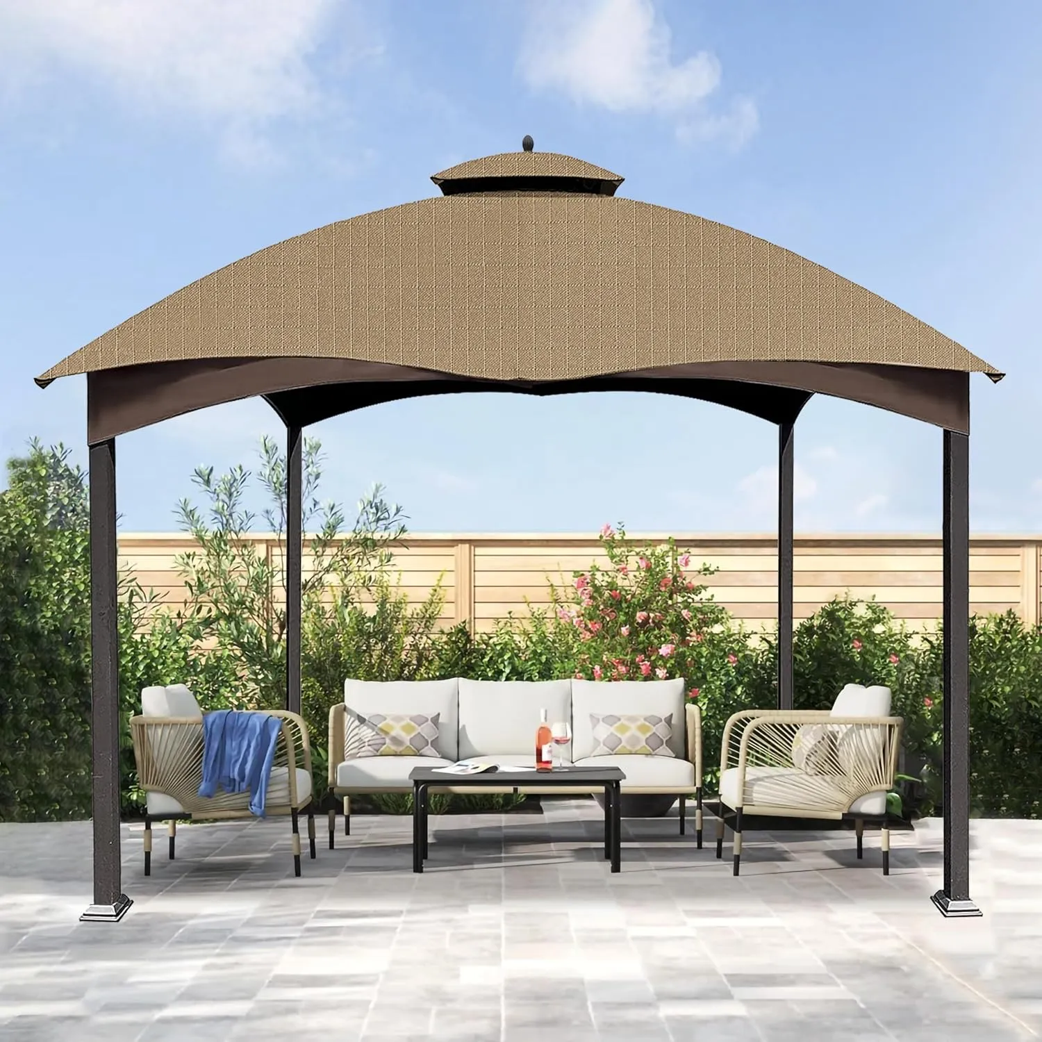 SCOCANOPY Khaki Ripstop Replacement Cover for Lowe's Allen Roth 10X12 Gazebo Model #TPGAZ17-002C，TPGAZ17-002