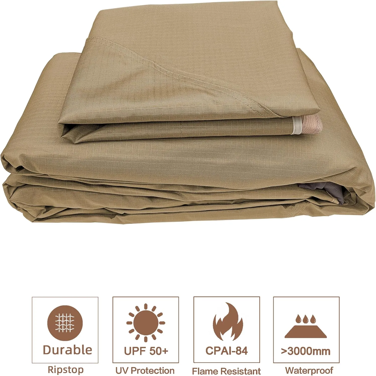 SCOCANOPY Khaki Ripstop Replacement Cover for Lowe's Allen Roth 10X12 Gazebo Model #TPGAZ17-002C，TPGAZ17-002