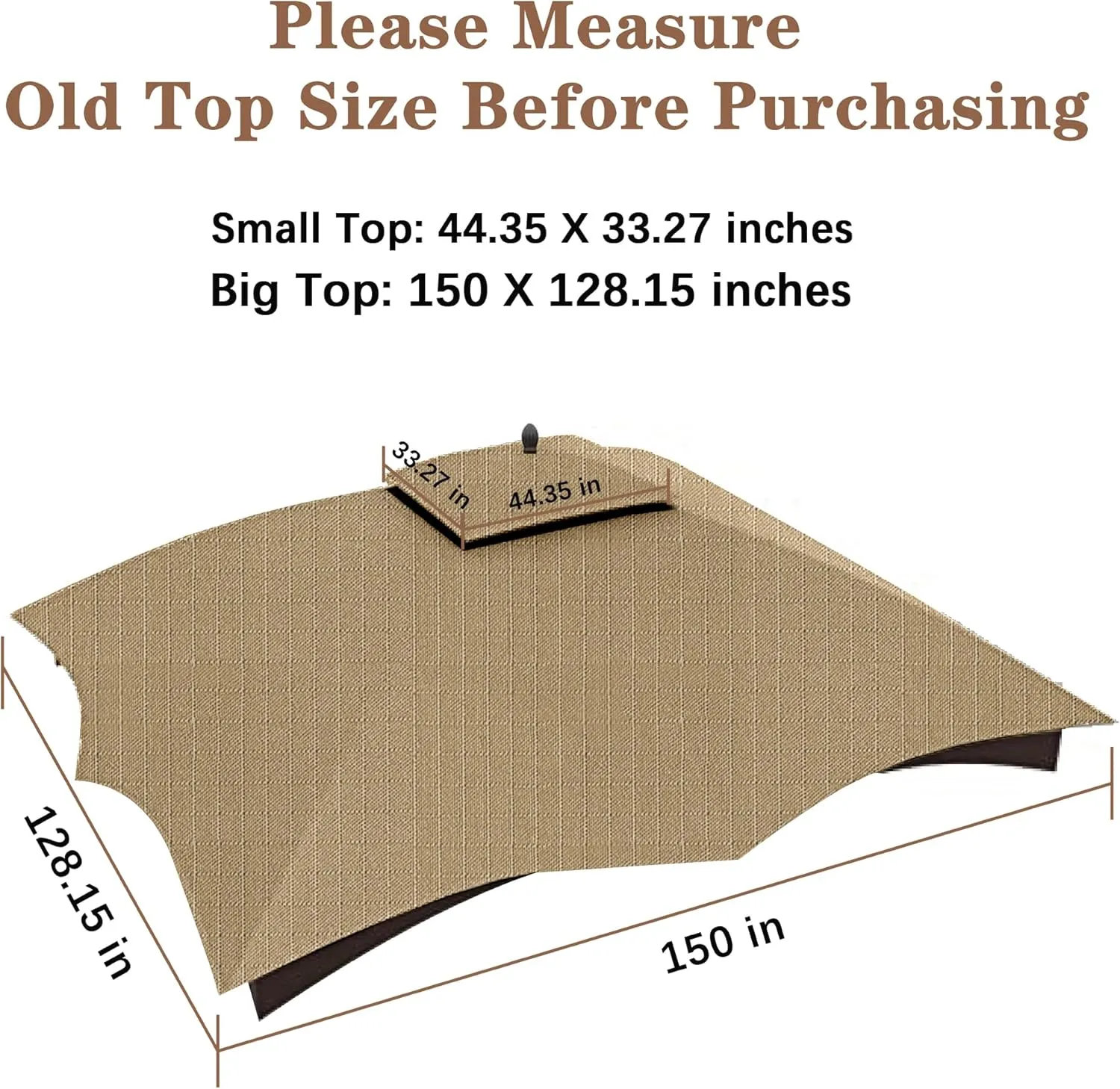 SCOCANOPY Khaki Ripstop Replacement Cover for Lowe's Allen Roth 10X12 Gazebo Model #TPGAZ17-002C，TPGAZ17-002