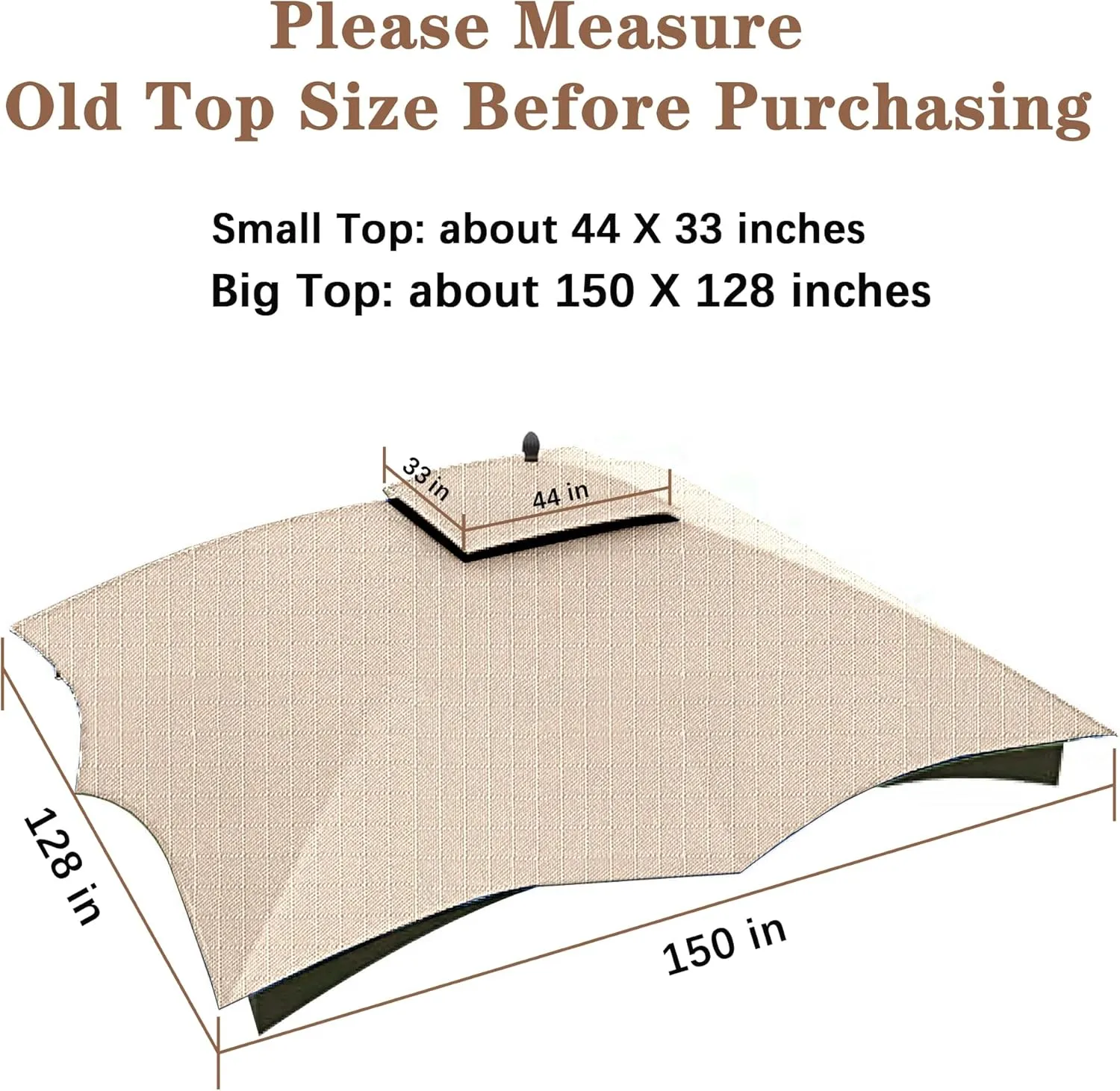SCOCANOPY Light Beige Ripstop Replacement Cover for Lowe's Allen Roth 10X12 Gazebo Model #TPGAZ17-002C