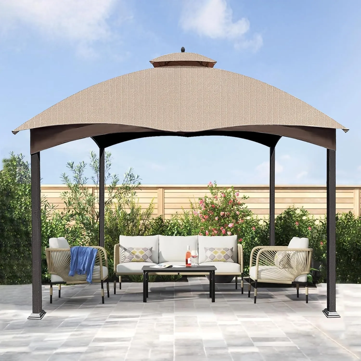 SCOCANOPY Light Beige Ripstop Replacement Cover for Lowe's Allen Roth 10X12 Gazebo Model #TPGAZ17-002C