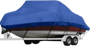 Seamander Heavy Duty Polyester Boat Cover - Marine Grade, Waterproof - Fits V-Hull, Tri-Hull, Fish & Ski, Runabout Bowrider Boats - 17' to 19' Length
