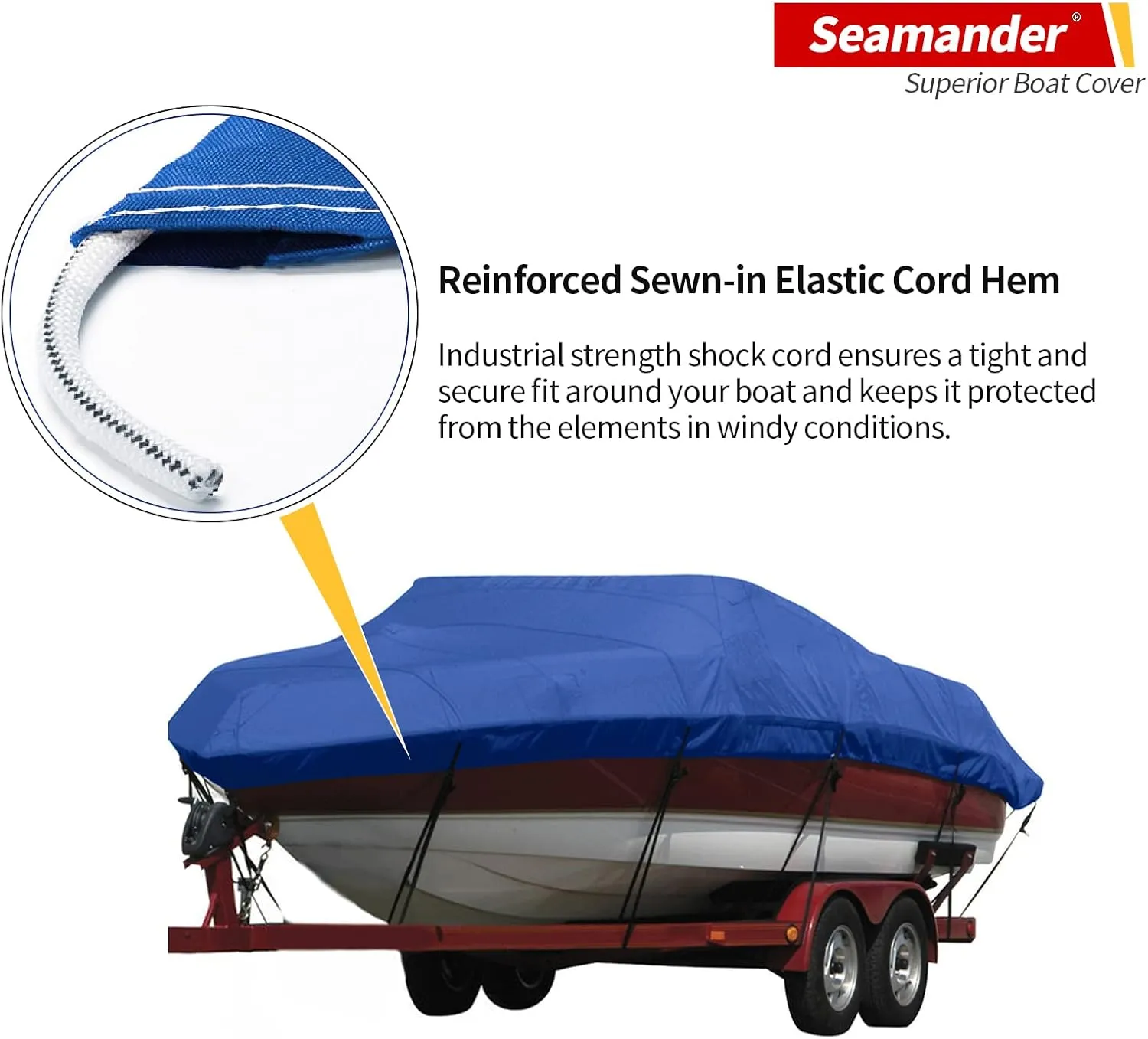 Seamander Heavy Duty Polyester Boat Cover - Marine Grade, Waterproof - Fits V-Hull, Tri-Hull, Fish & Ski, Runabout Bowrider Boats - 17' to 19' Length