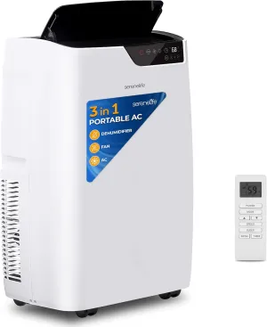 SereneLife SLACP14 Single Duct Portable Air Conditioner-14000 BTU Capacity (ASHRAE) Compact Home A/C Cooling Unit with Built-in Dehumidifier & Fan Modes, Includes Window Mount Kit (White), Stadard