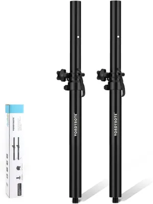 Set of 2 Short Speaker Poles for Subwoofer - Mini Pole Mount Height Adjustable With M20 Threaded and 35mm Adapter Extender