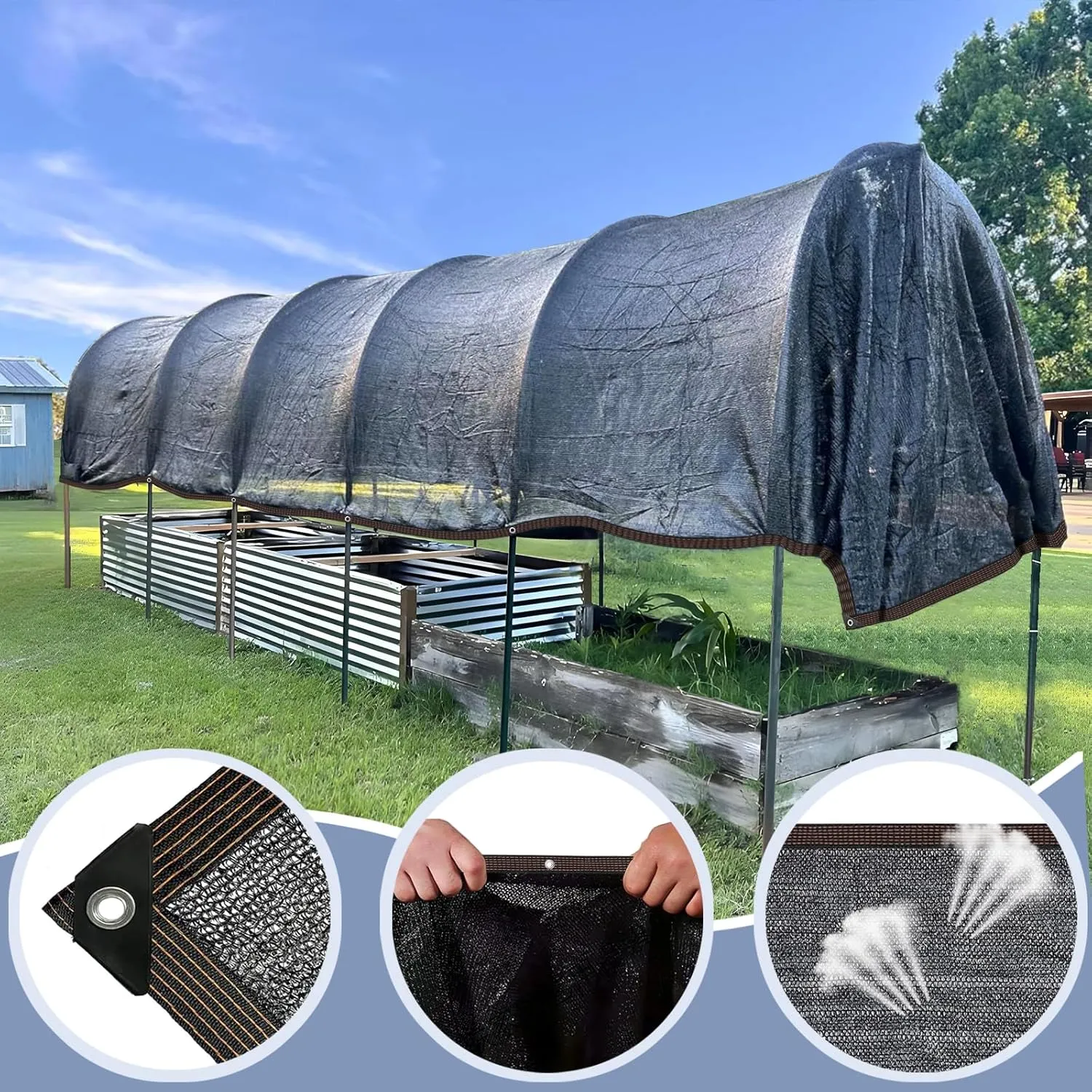 Shade Cloth - 70% Garden Shade Mesh Net with Grommets Outdoor Sun Shade Cover for Plant Pergola Patio Greenhouse Chicken Coop(10x23ft)