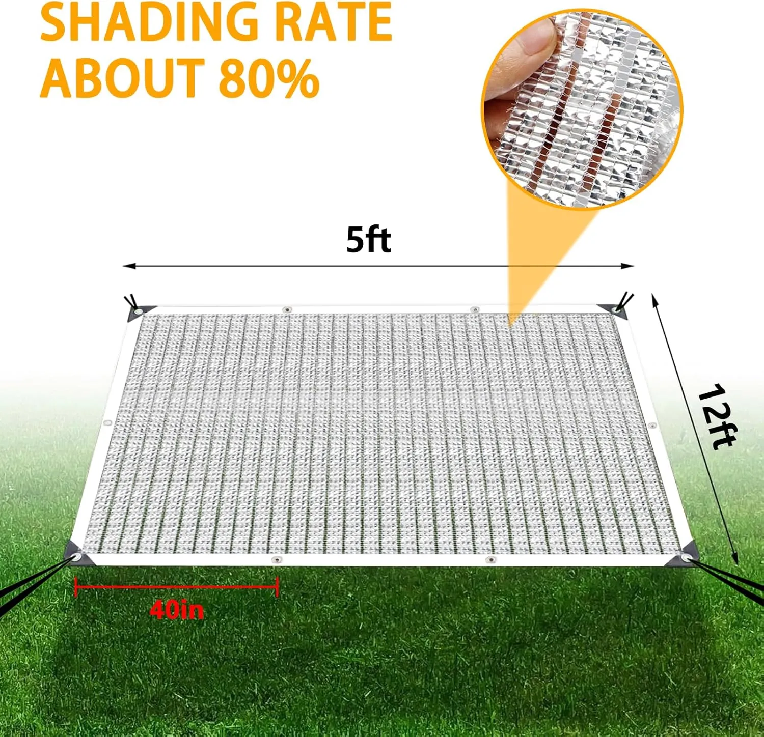 Shade Cloth - 80% Garden Shade Cloth, Mesh Tarp - for Greenhouse Plants Patio Sun Shade - for Cars Pergola Chicken Coops Dogs with Grommets Outdoor, Shade Cloth, Durable Shade Covers