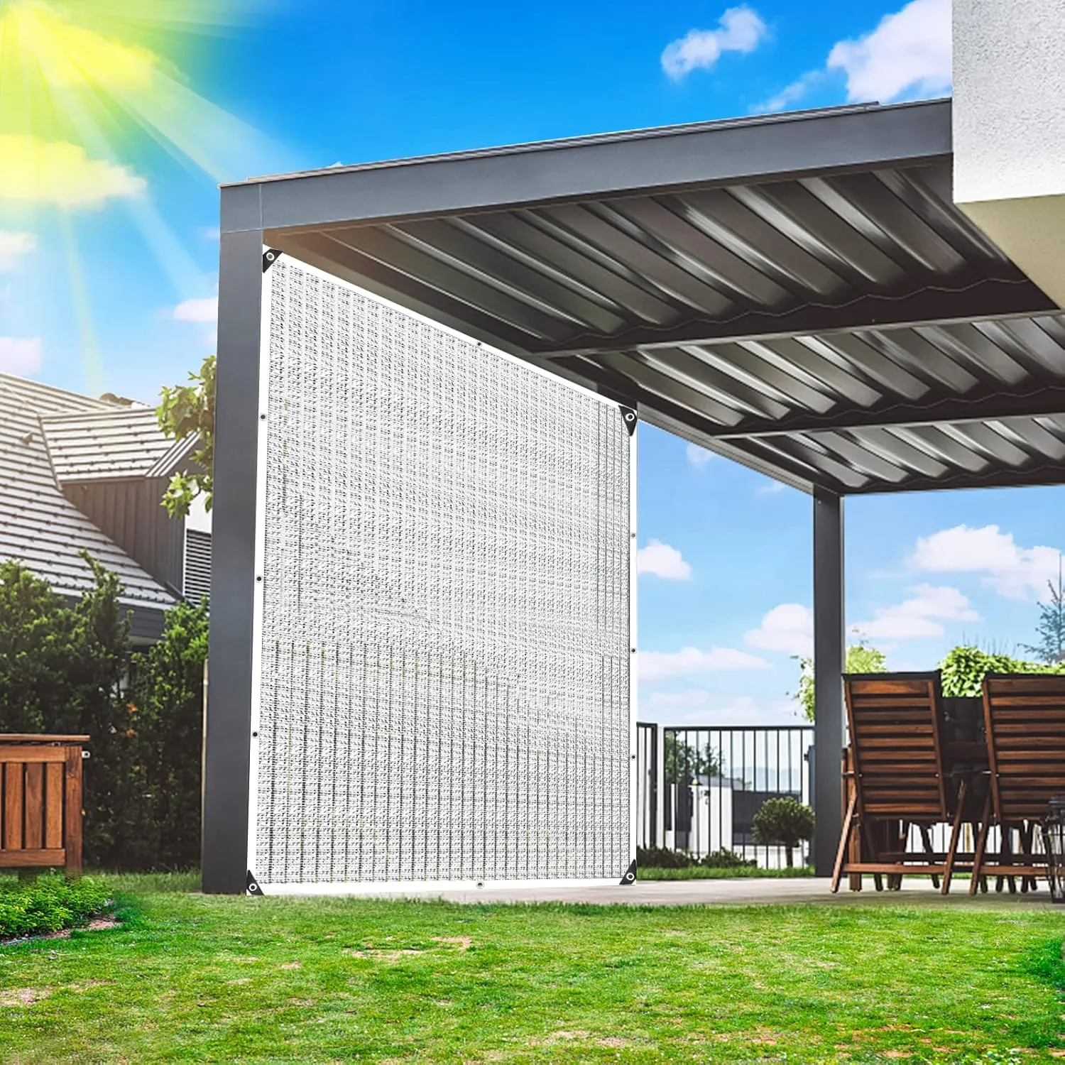 Shade Cloth - 80% Garden Shade Cloth, Mesh Tarp - for Greenhouse Plants Patio Sun Shade - for Cars Pergola Chicken Coops Dogs with Grommets Outdoor, Shade Cloth, Durable Shade Covers