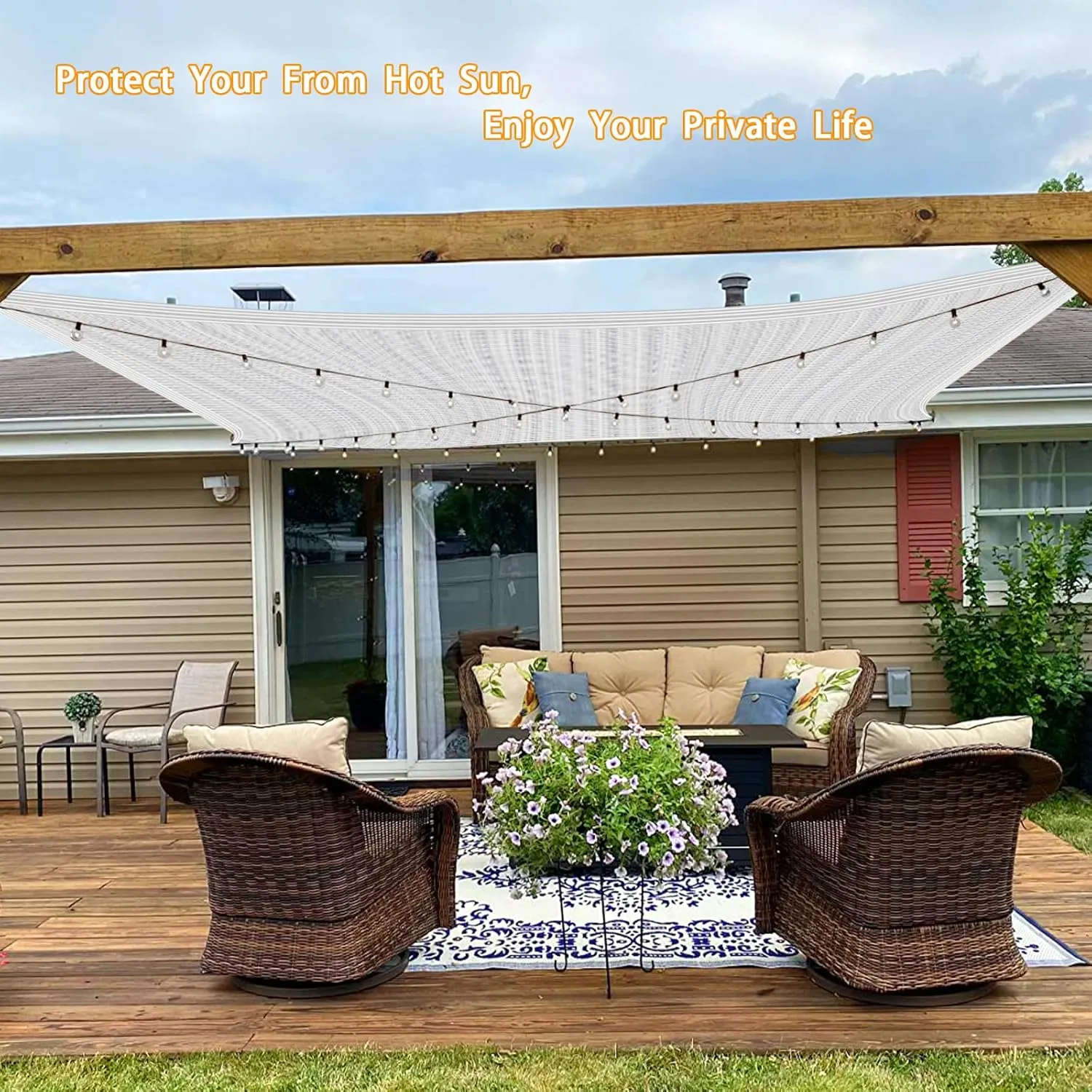 Shade Cloth - 80% Garden Shade Cloth, Mesh Tarp - for Greenhouse Plants Patio Sun Shade - for Cars Pergola Chicken Coops Dogs with Grommets Outdoor, Shade Cloth, Durable Shade Covers